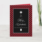 Merry Christmas Red Buffalo Plaid Folded Photo Kaart (Voorkant)