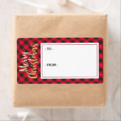 Merry Christmas Red Buffalo Plaid Sticker Gift Lab (Insitu)