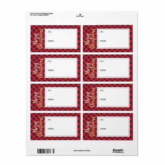 Merry Christmas Red Buffalo Plaid Sticker Gift Lab (Full Sheet)