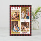 MERRY CHRISTMAS Red Buffalo Pset 4 Foto Collage Feestdagenkaart (Staand voorkant)