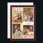 MERRY CHRISTMAS Red Buffalo Pset 4 Foto Collage Feestdagenkaart<br><div class="desc">Rustige kerstfeestfoto's wenskaart met rode en zwarte buffelvlecht, 4 afbeeldingen en de groet MERRY CHRISTMAS. BIJSTAND: Voor hulp bij ontwerpwijziging of personalisatie, kleurverandering, het formaat wijzigen, het ontwerp overbrengen naar een ander product of als u items wilt coördineren, neemt u contact op met de ontwerper VOORDAT u via het Zazzle...</div>