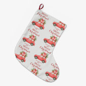 Merry Christmas Red Car – Personalized Holiday Grote Kerstsok (Voorkant (Hangend))