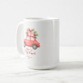 Merry Christmas Red Car – Personalized Holiday  Koffiemok (Voorkant links)