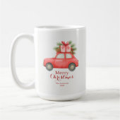 Merry Christmas Red Car – Personalized Holiday  Koffiemok (Links)