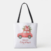 Merry Christmas Red Car – Personalized Holiday  Tote Bag (Achterkant)