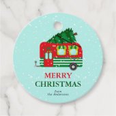 Merry Christmas Red Caravan Christmas Tree Custom Bedankjes Labels (Voorkant)