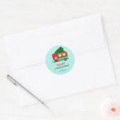 Merry Christmas Red Caravan Christmas Tree Custom Ronde Sticker (Envelop)