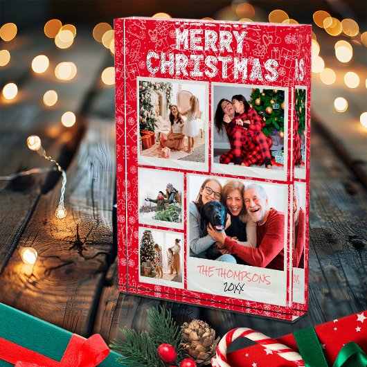 Merry Christmas Red Doodles 5 Photo Family Xmas Fotoblokken