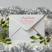 MERRY CHRISTMAS Red Familienaam Retour Adres Zelfinktende Stempel
