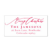 MERRY CHRISTMAS Red Familienaam Retour Adres Zelfinktende Stempel (Design)