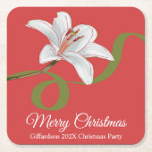 Merry Christmas Red Floral Name Paper Coaster Kartonnen Onderzetters (Voorkant)