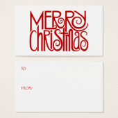 Merry Christmas Red Gift Label Visitekaartjes (Voorkant /achterkant)