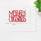 Merry Christmas Red Gift Label Visitekaartjes (Bureau)