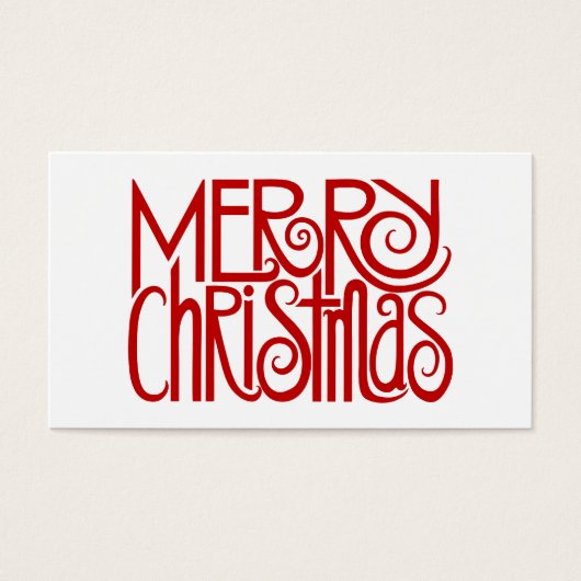 Merry Christmas Red Gift Label Visitekaartjes (Voorkant)