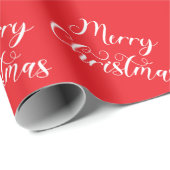Merry Christmas Red Gift Wrapping Paper  Cadeaupapier (Rol Hoek)