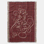 Merry Christmas Red Gingham Script Typografie Deken (Voorkant Verticaal)