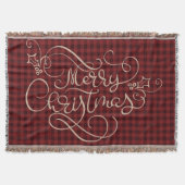 Merry Christmas Red Gingham Script Typografie Deken (Voorkant)
