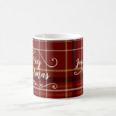 Merry Christmas Red Gold Plaid Monogram Naam Koffiemok (Center)