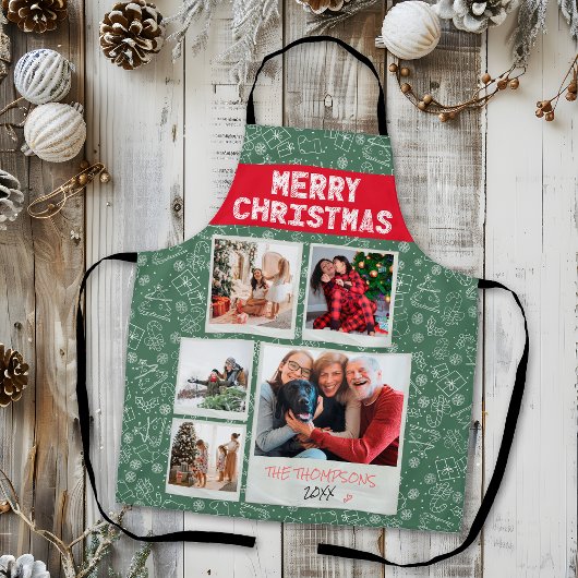 Merry Christmas Red Green 5 Photo Family Gift Schort
