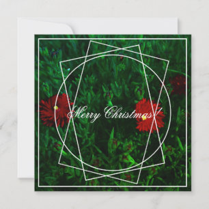 Merry Christmas Red Green Flowers Wenskaart Feestdagenkaart