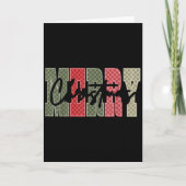 Merry Christmas Red Green Plaid Checkered Xmas Gir Kaart (Voorkant)