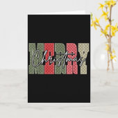 Merry Christmas Red Green Plaid Checkered Xmas Gir Kaart (Gele Bloem)