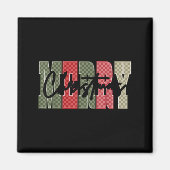 Merry Christmas Red Green Plaid Checkered Xmas Gir Magneet (Voorkant)
