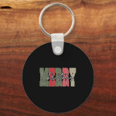 Merry Christmas Red Green Plaid Checkered Xmas Gir Sleutelhanger (Voorkant)