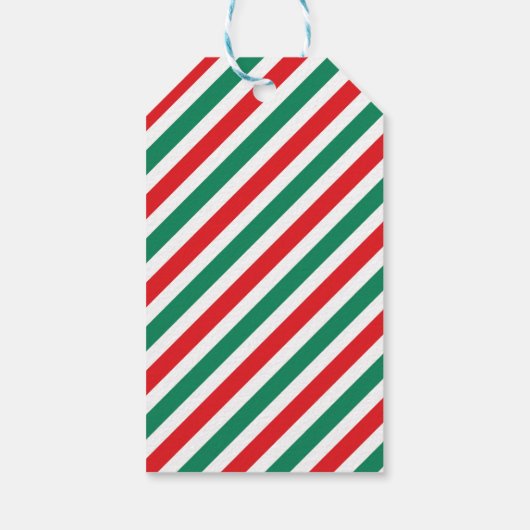 Merry Christmas Red Green Stripes Cadeau Label Cadeaulabel (Achterkant)