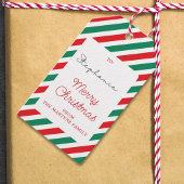 Merry Christmas Red Green Stripes Cadeau Label Cadeaulabel