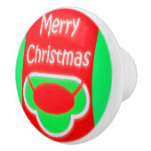 MERRY CHRISTMAS RED GREEN TEXTED CERAMIC PULL KERAMISCHE KNOP (Rechts)