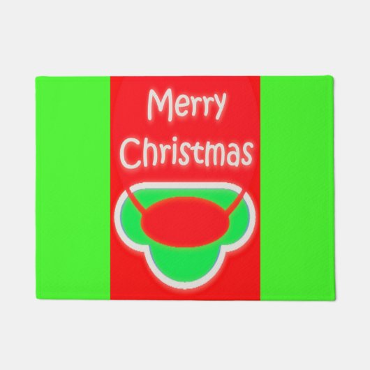 MERRY CHRISTMAS RED GREEN TEXTED GIFT IDEA DEURMAT (Voorkant)