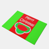 MERRY CHRISTMAS RED GREEN TEXTED GIFT IDEA DEURMAT (Schuin)