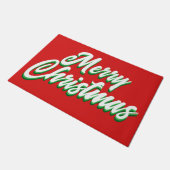 Merry Christmas Red Green Typography Script Deurmat (Schuin)