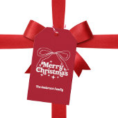 Merry Christmas red hand-drawn bow retro Cadeaulabel