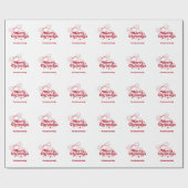 Merry Christmas red hand-drawn bow retro Cadeaupapier (Vlak)