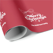 Merry Christmas red hand-drawn bow retro Cadeaupapier (Rol Hoek)