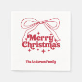 Merry Christmas red hand-drawn bow retro Servet (Voorkant)