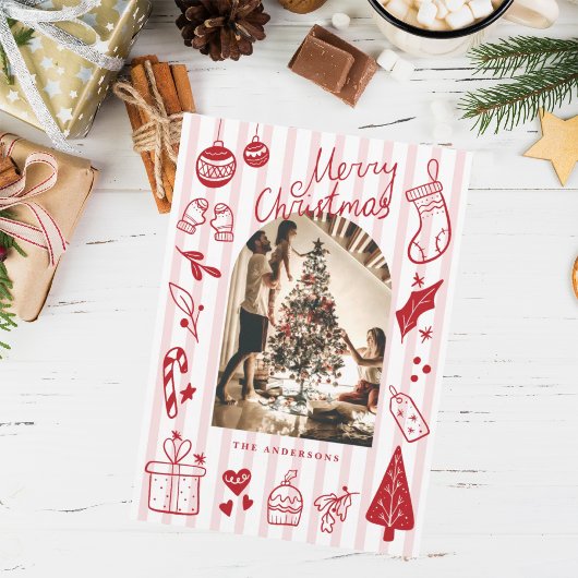 Merry Christmas Red Hand Drawn Favorite Things Feestdagenkaart