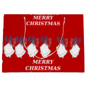 Merry Christmas Red Large Christmas Bell Gift Bag Groot Cadeauzakje (Voorkant)