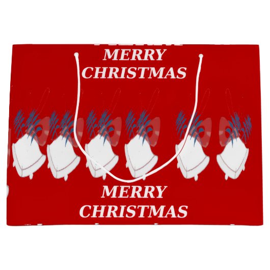 Merry Christmas Red Large Christmas Bell Gift Bag Groot Cadeauzakje (Voorkant)