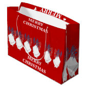 Merry Christmas Red Large Christmas Bell Gift Bag Groot Cadeauzakje (Achterkant Gekanteld)