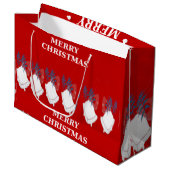 Merry Christmas Red Large Christmas Bell Gift Bag Groot Cadeauzakje (Voorkant Gekanteld)