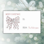 Merry Christmas Red Light String Bow Minimal Rechthoekige Sticker<br><div class="desc">Laat uw geschenken opvallen met ons Merry Christmas Gift sticker label. Deze minimale sticker toont een grillige line art doodle van een boog gemaakt van een reeks rode kerstverlichting. Voeg een persoonlijk tintje toe door jouw namen op het cadeaulabel op te nemen. Ideaal voor diegenen die op zoek zijn naar...</div>
