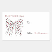 Merry Christmas Red Light String Bow Minimal Rechthoekige Sticker (Voorkant)
