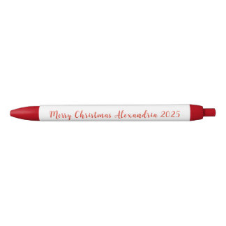 Merry Christmas Red Name 2025 Zwarte Inkt Pen