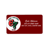 Merry Christmas Red Numbers 6 & 7 Custom Name Etiket (Voorkant)