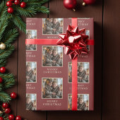Merry Christmas Red Photo Holiday Cadeaupapier