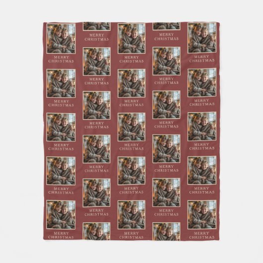 Merry Christmas Red Photo Holiday Fleece Deken (Voorkant)