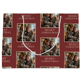 Merry Christmas Red Photo Holiday Groot Cadeauzakje (Voorkant)